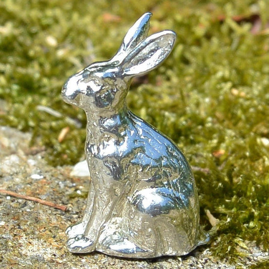 Miniature Hare Figurine, Handmade in Fine Pewter by William Sturt