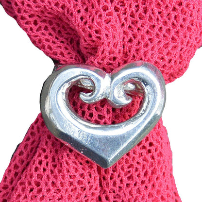 Koru Heart Scarf Ring, Oak Twig Ring, Handcast Pewter, Polished Finish