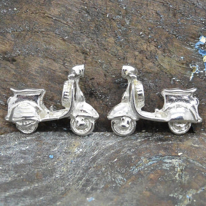 Vintage Scooter Cufflinks (Classic Scooter Design), Handcast Pewter Cufflinks, Polished Finish