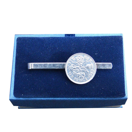 1957 Pewter Sixpence Tie Clip, Handmade, in Fine Pewter, by William Sturt