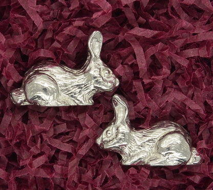 Miniature Rabbit, Rabbit Figurine, Hand Cast in Fine Pewter by William Sturt