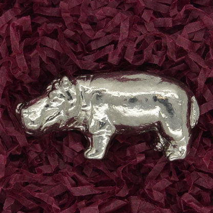 Hippo Figurine, Hippo Miniature, Hippo Sculpture, Handmade, in Fine Pewter, by William Sturt