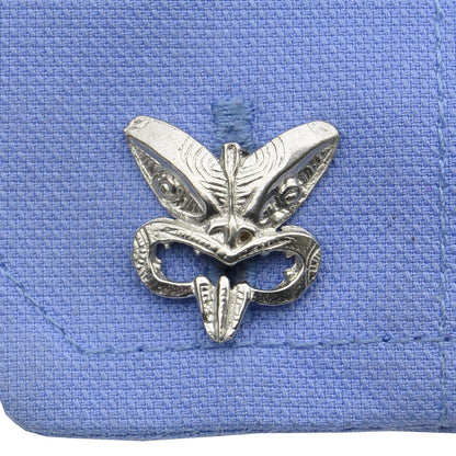 Maori Tiki Cufflinks (Traditional Design), Handcast Pewter Cufflinks, Polished Finish