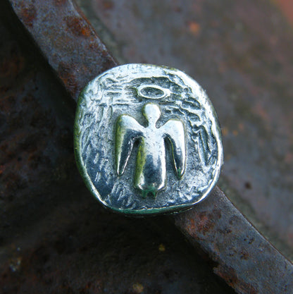 Greetings Card, Gift Card, with Handmade Pewter Angel Pocket Token, Cast by William Sturt