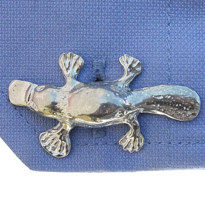 Platypus Cufflinks, Handcast Pewter Cufflinks, Polished Finish