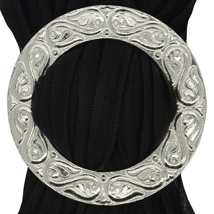 Celtic Vine Scarf Ring, Handcast Pewter Circle, Polished Finish