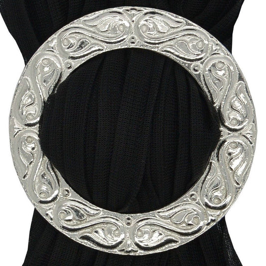 Celtic Vine Scarf Ring, Handcast Pewter Circle, Polished Finish