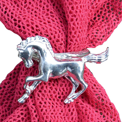 Horse Scarf Ring, Handcast Pewter, Polished Finish