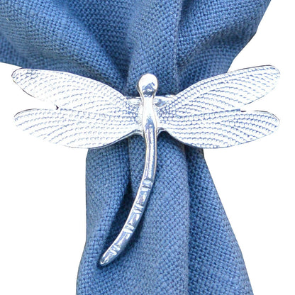 Dragonfly Scarf Ring (Textured Wing Design), Handcast Pewter, Polished Finish
