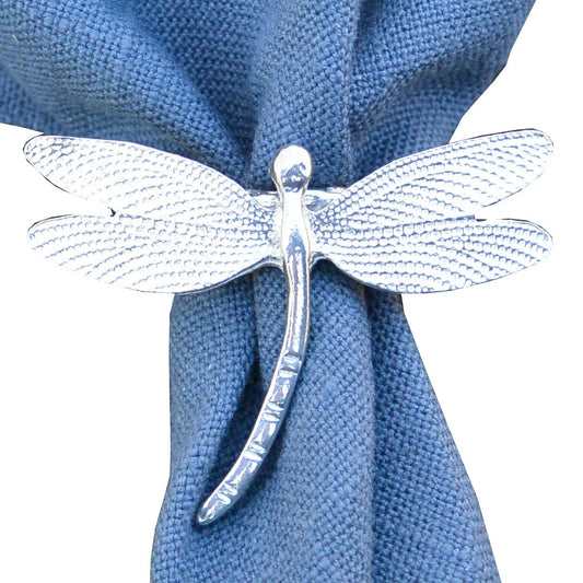 Dragonfly Scarf Ring (Textured Wing Design), Handcast Pewter, Polished Finish
