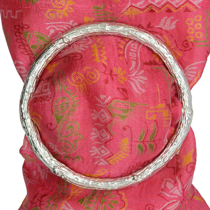 Oak Twig Scarf Ring, Handcast Pewter Circle, Polished Finish