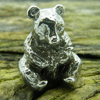Panda Figurine, Miniature Panda, Panda Totem, Handmade, in Fine Pewter, by William Sturt