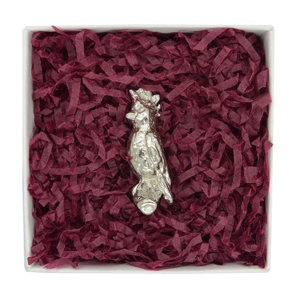 Parrot Figurine, Miniature Parrot, Bird Totem, Handmade, in Fine Pewter, by William Sturt