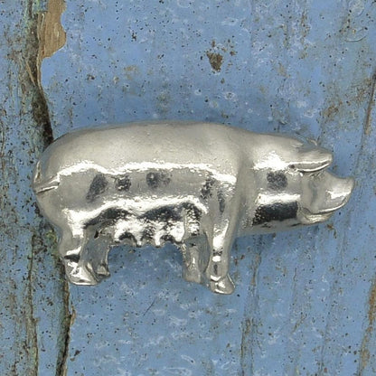 Pig Figurine, Pig Ornament, Pig Totem, Handmade in Fine Pewter, by William Sturt