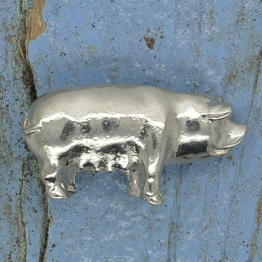 Pig Figurine, Pig Ornament, Pig Totem, Handmade in Fine Pewter, by William Sturt