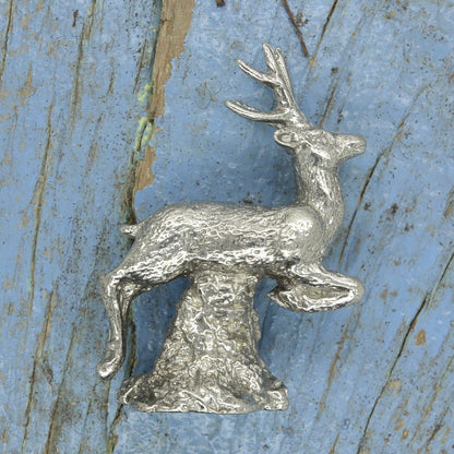Leaping Stag Figurine, Hunting Miniature, Stag Sculpture, Handmade, in Fine Pewter, by William Sturt