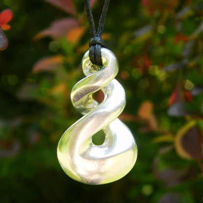 Triple Infinity Loop Pendant Necklace (Chunky), Handcast Pewter Pendant on Adjustable Waxed Cord