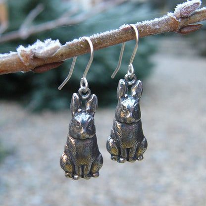 Bunny Earrings, Handmade in Fine Pewter, by William Sturt