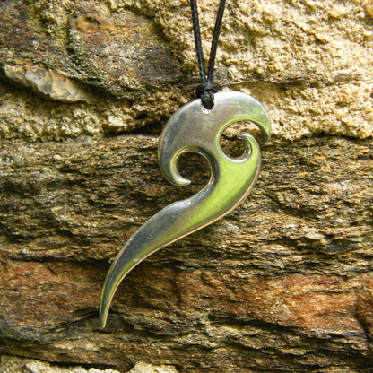 Maori Axe Pendant Necklace, Handcast Pewter Pendant on Adjustable Waxed Cord