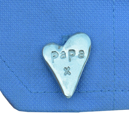 Papa Heart Cufflinks (Large Design), Handcast Pewter Cufflinks, Polished Finish
