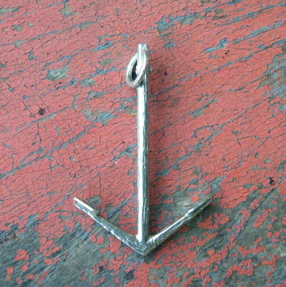 Anchor Pendant Necklace (St Jean Baptiste Design), Handcast Pewter Pendant on Adjustable Waxed Cord