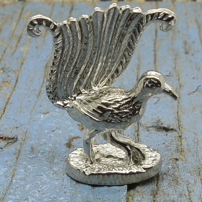 Lyre Bird Figurine, Lyre Bird Miniature, Lyre Bird lSculpture, Handmade, in Fine Pewter, by William Sturt