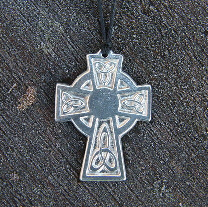 Celtic Cross Brooch (Trinity Knot, Small), Handcast Pewter, Polished Finish