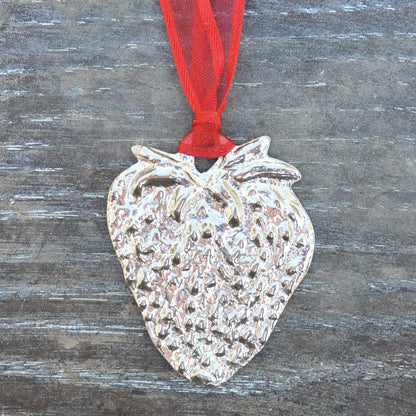 Strawberry Christmas Decoration, Strawberry Decoration, Handmade, in Finest Pewter, by William Sturt