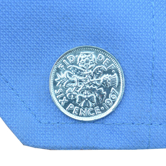 1967 English Sixpence Cufflinks, Handmade, in Fine Pewter, by William Sturt