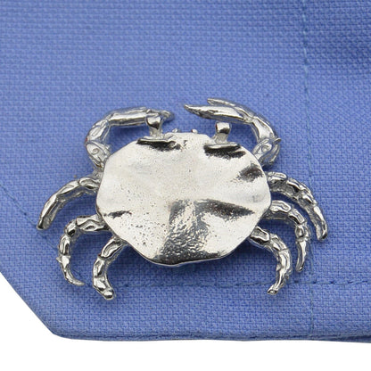 Crab Cufflinks,  Handcast Pewter Cufflinks, Polished Finish