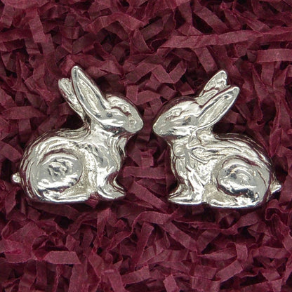 Rabbit Figurines, Two Tiny Rabbits, Handmade, in Fine Pewter, by William Sturt