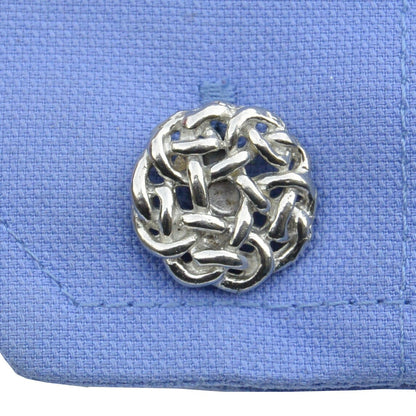 Circular Celtic Knot Cufflinks, Handcast Pewter Cufflinks, Polished Finish