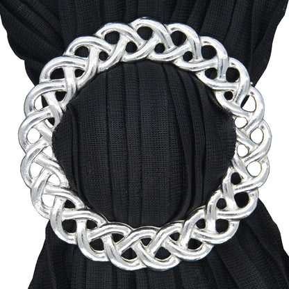 Celtic Knot Scarf Ring (Narrow), Handcast Pewter Circle, Polished Finish