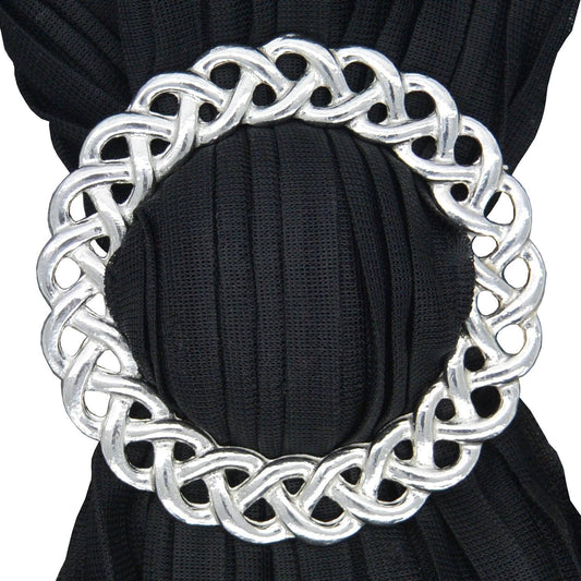 Celtic Knot Scarf Ring (Narrow), Handcast Pewter Circle, Polished Finish