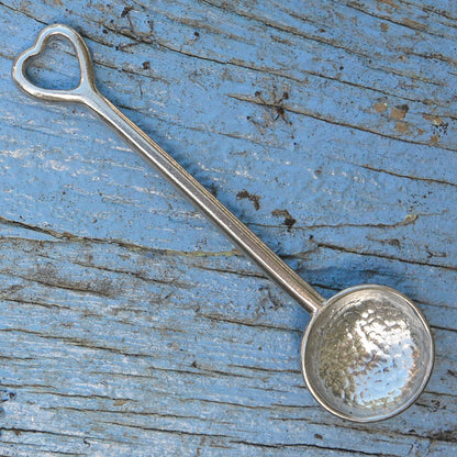 Heart Sugar Spoon, Beaten Pewter Spoon, Handcast In Fine Pewter By William Sturt