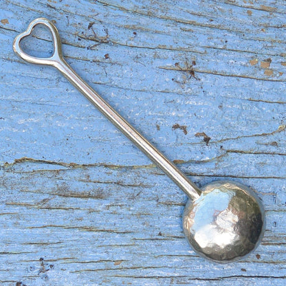 Heart Sugar Spoon, Beaten Pewter Spoon, Handcast In Fine Pewter By William Sturt