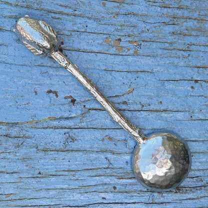 Owl Sugar Spoon, Beaten Pewter Spoon, Handcast In Fine Pewter By William Sturt