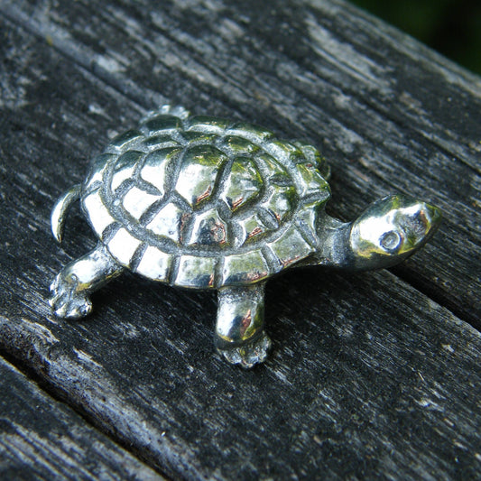 Tortoise Figurine, Tortoise Tortoise Totem, Handmade, in Fine Pewter, by William Sturt