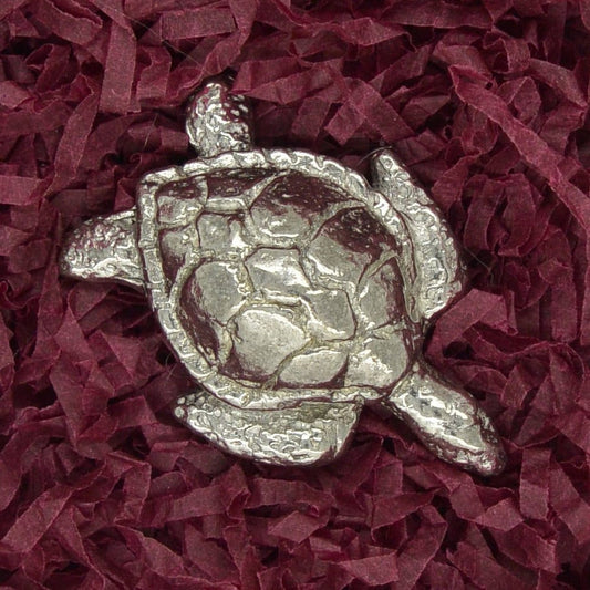 Hawkesbill Turtle Figurine, Turtle Totem, Handmade, in Fine Pewter, by William Sturt