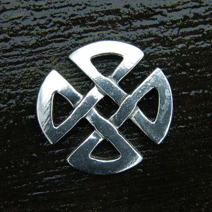 Celtic Love Knot Brooch, Handcast Pewter, Polished Finish