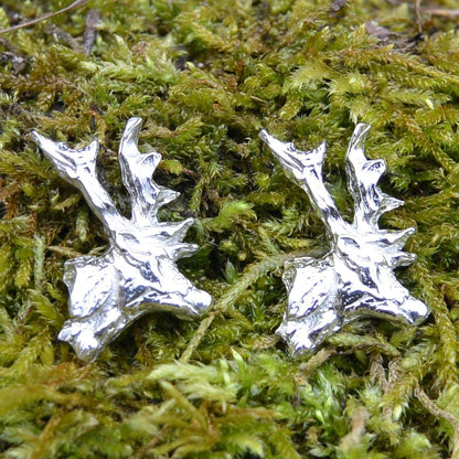 Stag Head Cufflinks, Handcast Pewter Cufflinks, Polished Finish