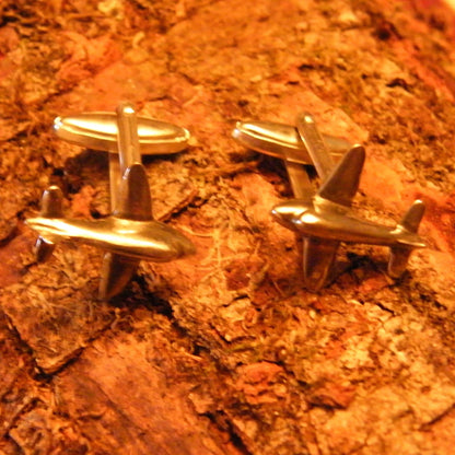 Douglas DC3 Cufflinks, Handcast Pewter Cufflinks, Polished Finish
