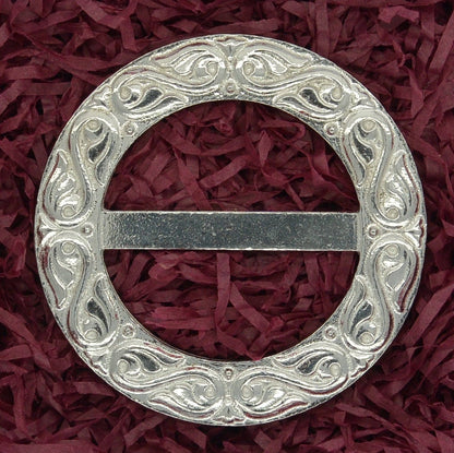 Celtic Vine Scarf Ring, Handcast Pewter Circle, Polished Finish