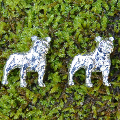 Bulldog Cufflinks, Handcast Pewter Cufflinks, Polished Finish