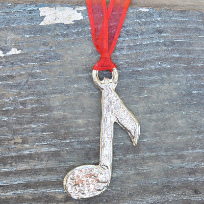 Musical Note Christmas Decoration, Musical Tree Decoration, Handmade, in Finest Pewter, by William Sturt