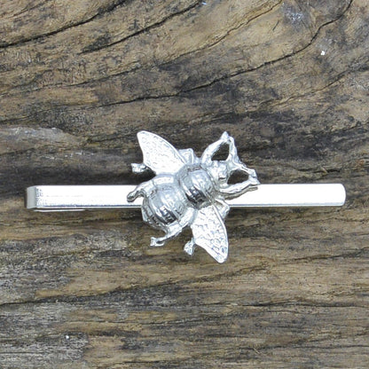 Honey Bee Tie Clip, Handcast Pewter Tie Clip, Polished Finish