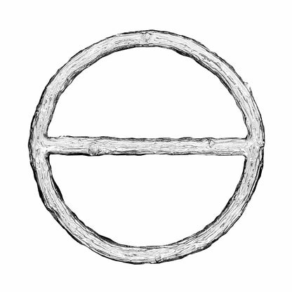 Oak Twig Scarf Ring, Handcast Pewter Circle, Polished Finish