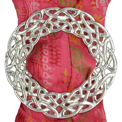 Celtic Knot Scarf Ring, Handcast Pewter Circle, Polished Finish