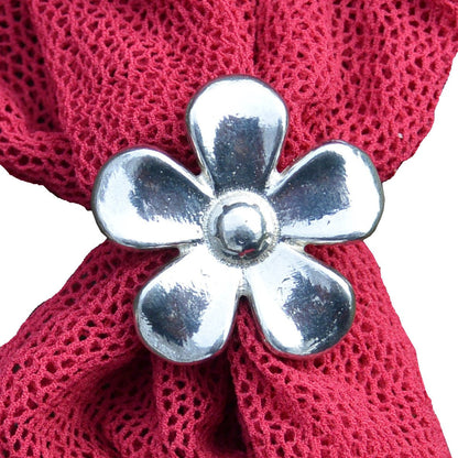 Daisy Scarf Ring, Handcast Pewter, Polished Finish