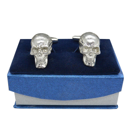 Gothic Skull Cufflinks, Handcast Pewter Cufflinks, Polished Finish